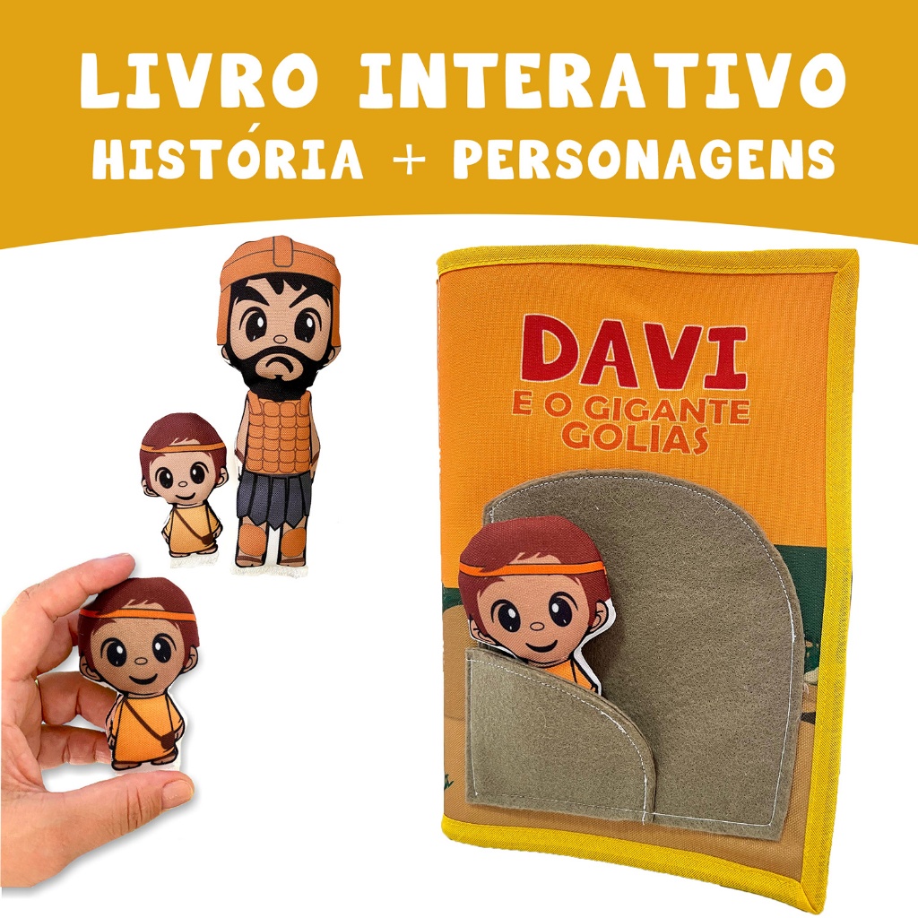 Livro Infantil Interativo Bíblico em Tecido - Davi E O Gigante Golias