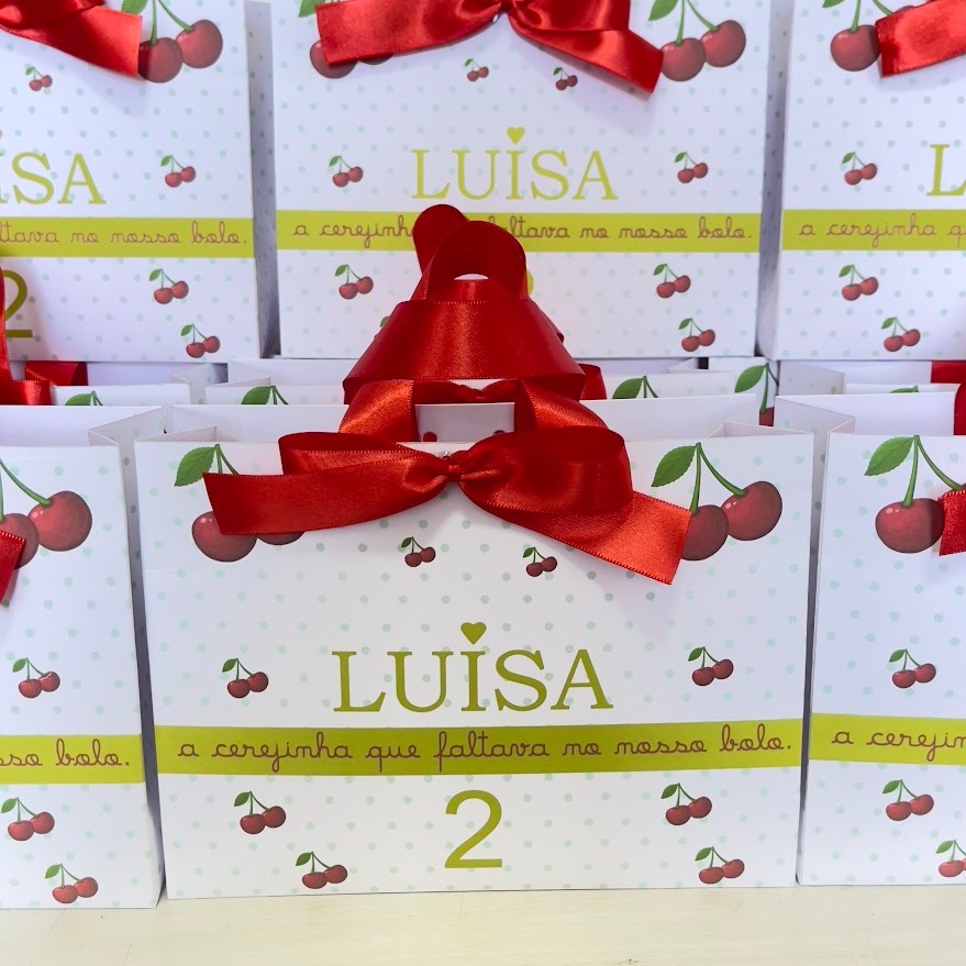 10 Sacolinha Personalizada Semi Montada Lembrancinha Cerejinha|  | Festa Infantil Cerejinha + Lembrancinhas Cerejinha