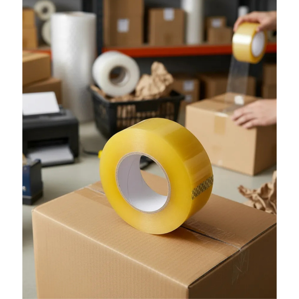 Kit 3 Fita Larga Transparente 300m Adesiva Forte Durex Super Cola Resistente Amarela espessura 4,2cm em Oferta na Shopee