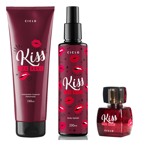 Kit Body Splash 200ml + Hidratante Corporal 240ml + Deo Colônia 50ml Kiss You More Ciclo