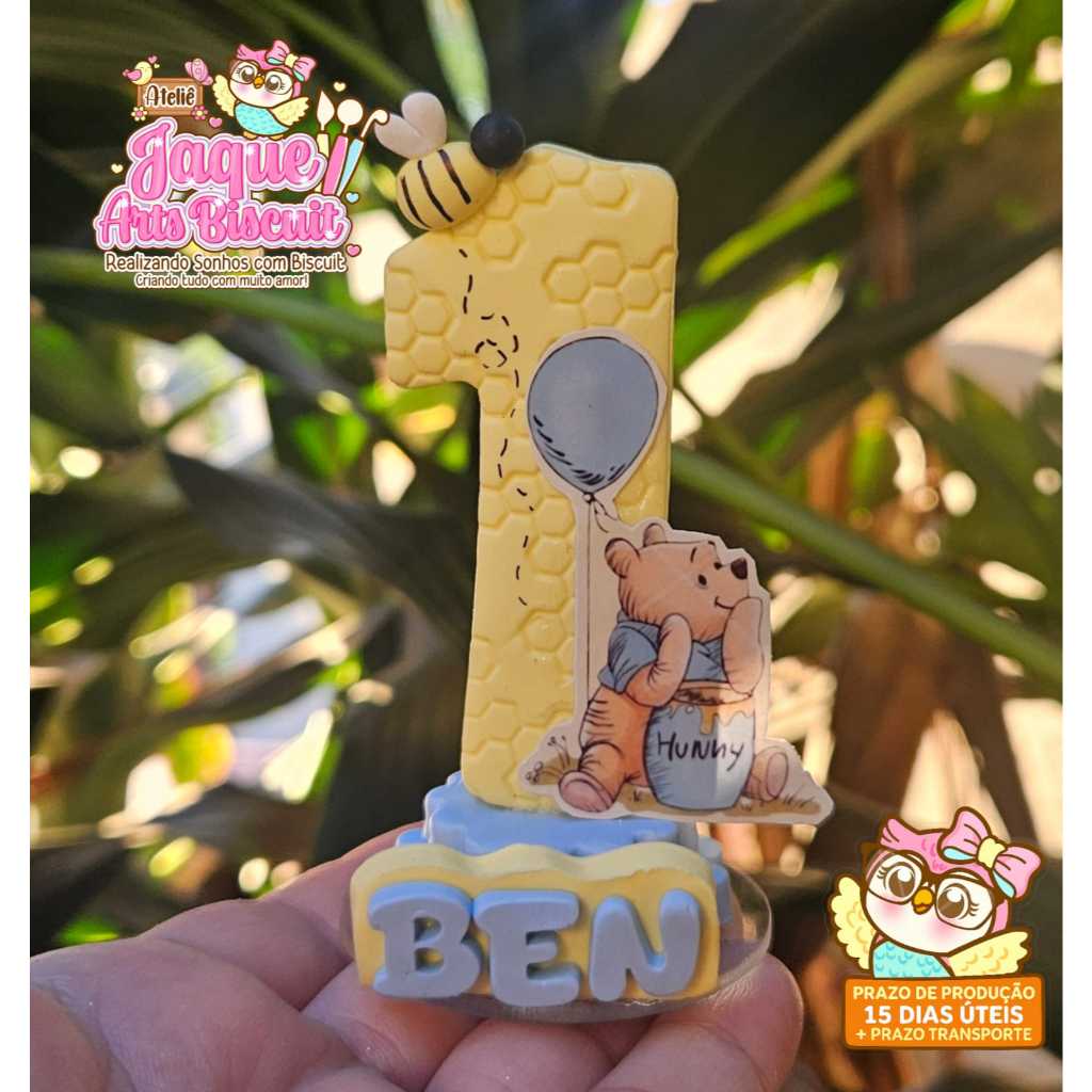 Vela Personalizada Biscuit Ursinho Pooh