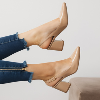 Mule Slingback Feminino Salto Bloco Alto 8cm Confortável Social Casual em Oferta na Shopee