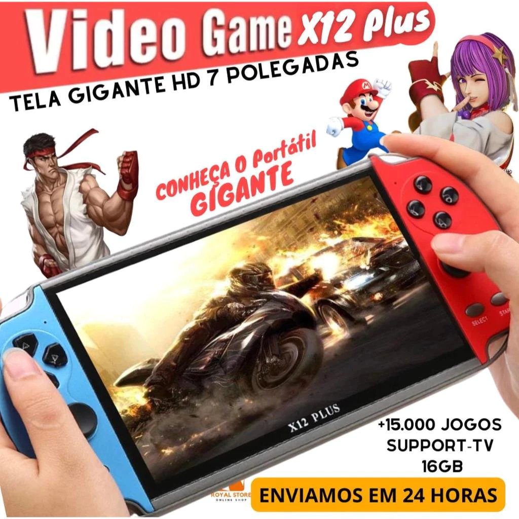 Vídeo Game Portátil X12 PLUS 7.5 polegadas Atualização 2025 +10.000 jogos