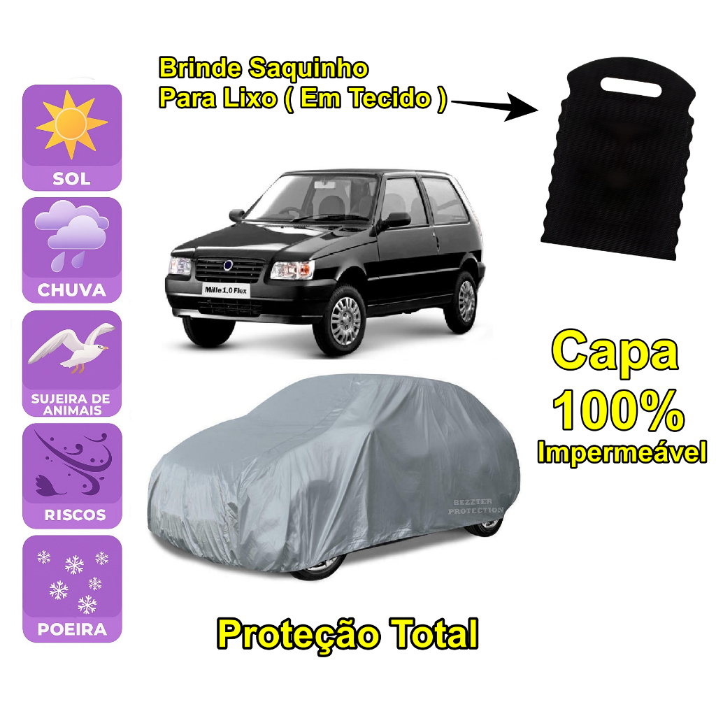 Capa cobrir carro Fiat Uno 100% Impermeável Proteção Total Bezzter em Oferta na Shopee