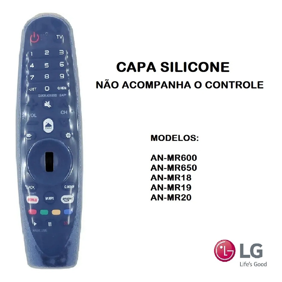 Capa Case de Silicone para Controle Remoto Tv Lg Smart Magic an-MR600 an-Mr650 an-MR18 an-MR19 an-MR20