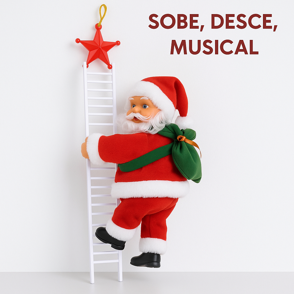Papai Noel Eletrico Musical Sobe Desce Escada Enfeite Natalino Decoracao Arvore Natal Movimento Som
