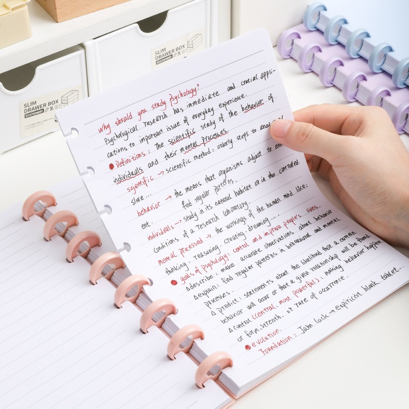 Detalhes do Caderno Tipo Inteligente A4/B5/A5  De Discos Capa Dura 80 Folhas Pautadas Escolar Fichário Planner
