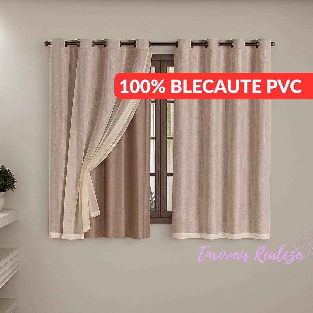 cortina Blackout PVC/VOIL 2,80mx1,80m com voil liso para janela