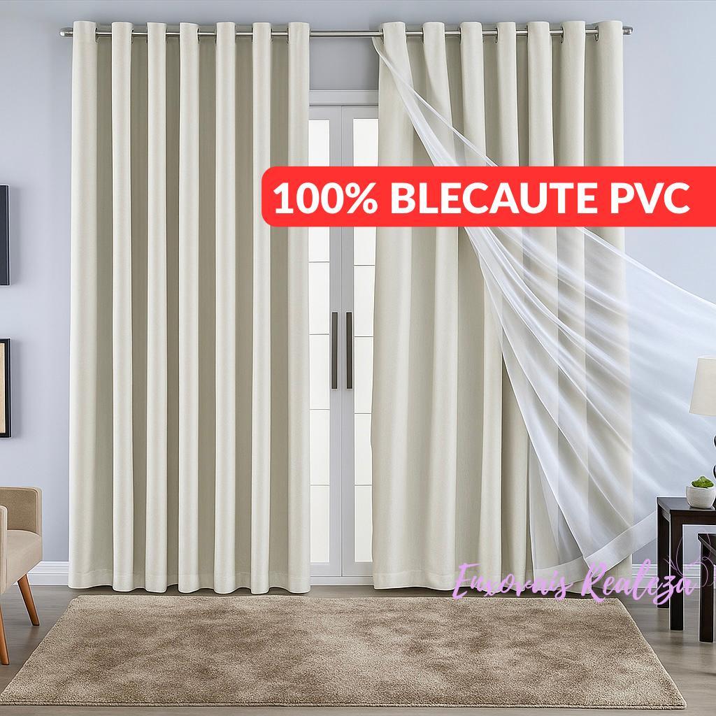 Cortina Blackout Pvc com voil Liso, para sala/quarto e escritório Pvc com 100% de vedação/Blecaute em Oferta na Shopee