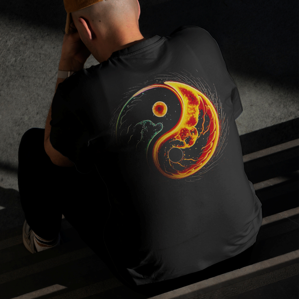 Camiseta Masculina Estampada Ying Yang Elemental 100% Algodão Estilo Conforto Diário Do Tamanho P GG