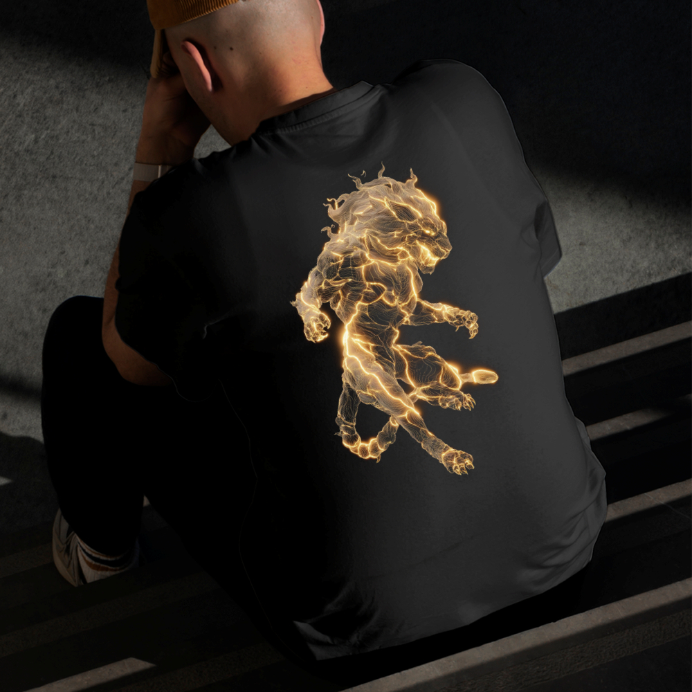 Camiseta Masculina Estampada Leão Dourado 100% Algodão Estilo Conforto Diário Do Tamanho P ao GG