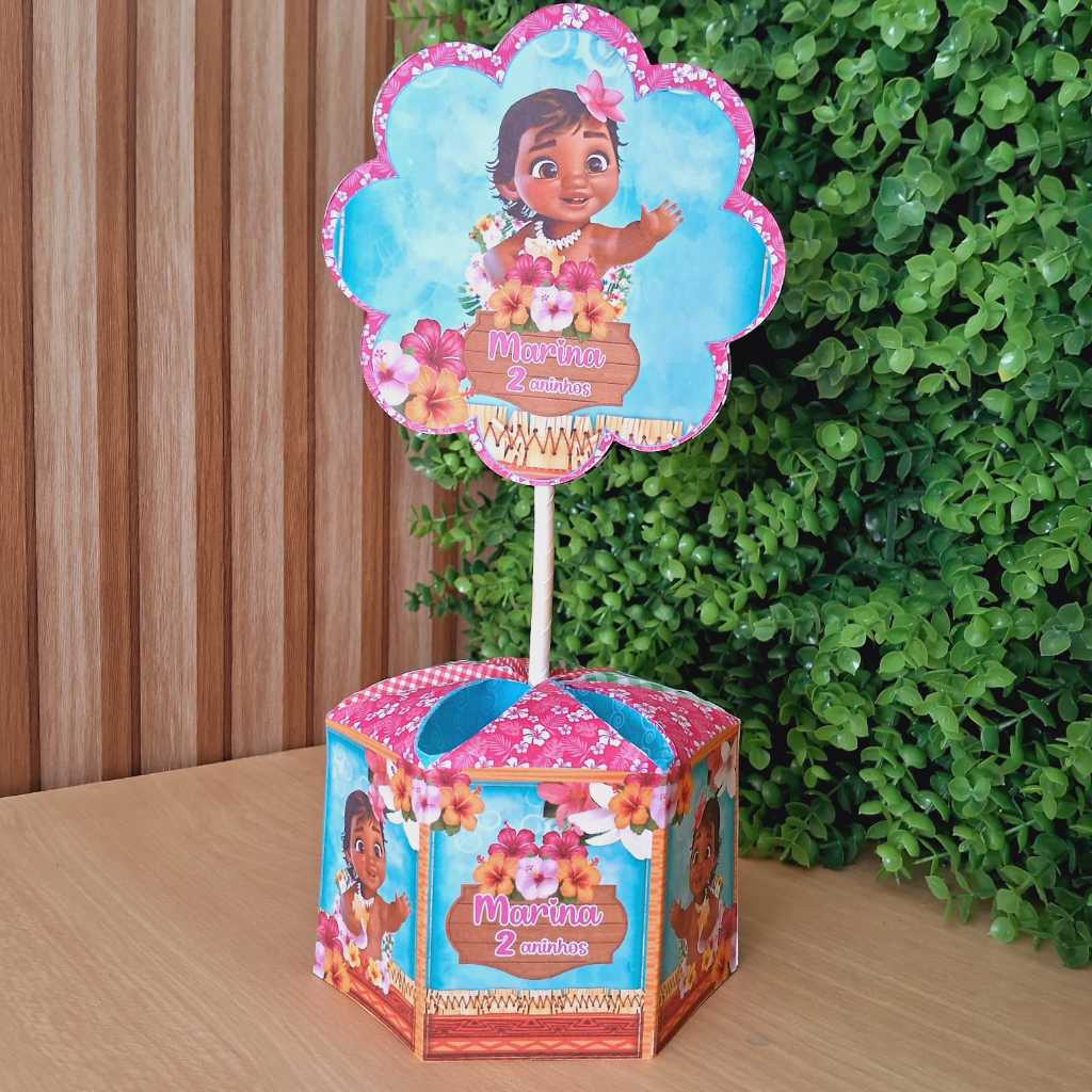 Centro de mesa personalizado Moana / Personalizados Moana baby / Lembrancinha / Kit pegue e monte