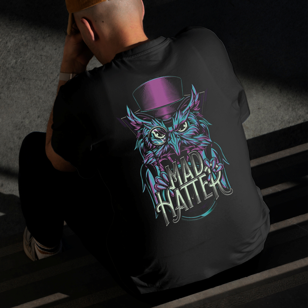 Camiseta Masculina Estampada Coruja de Chapéu 100% Algodão Estilo Conforto Diário Do Tamanho P ao GG