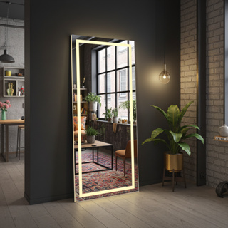 Espelho Retangular Grande Jateado Com Iluminação Led Touch 1,00x70 cm em Oferta na Shopee