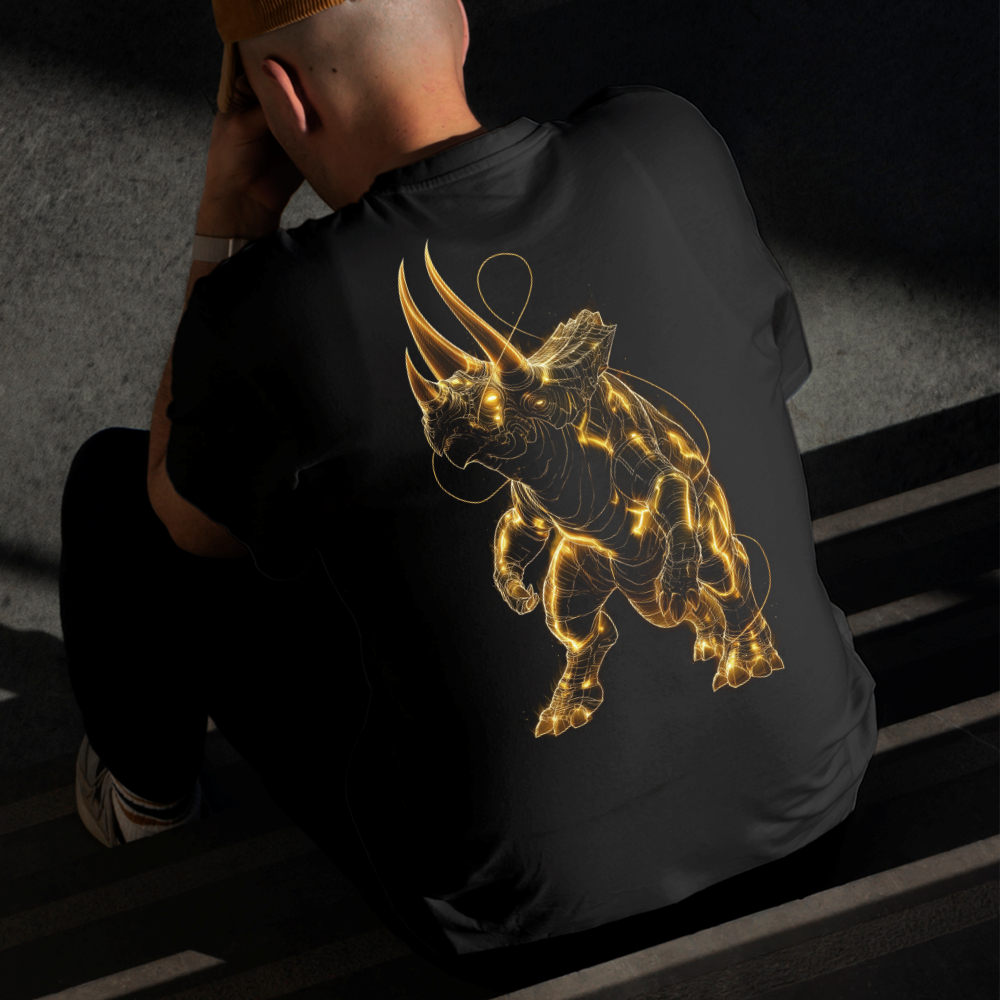 Camiseta Masculina Estampada Dinossauro Laranja 100% Algodão Estilo Conforto Diário Do Tamanho P GG