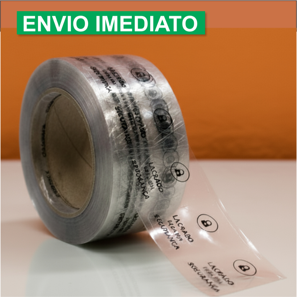 1.000 Lacres Farmacêuticos Adesivos 1,5x2,5cm - BOPP TRANSPARENTE CADEADO PRETO c/ Picote
