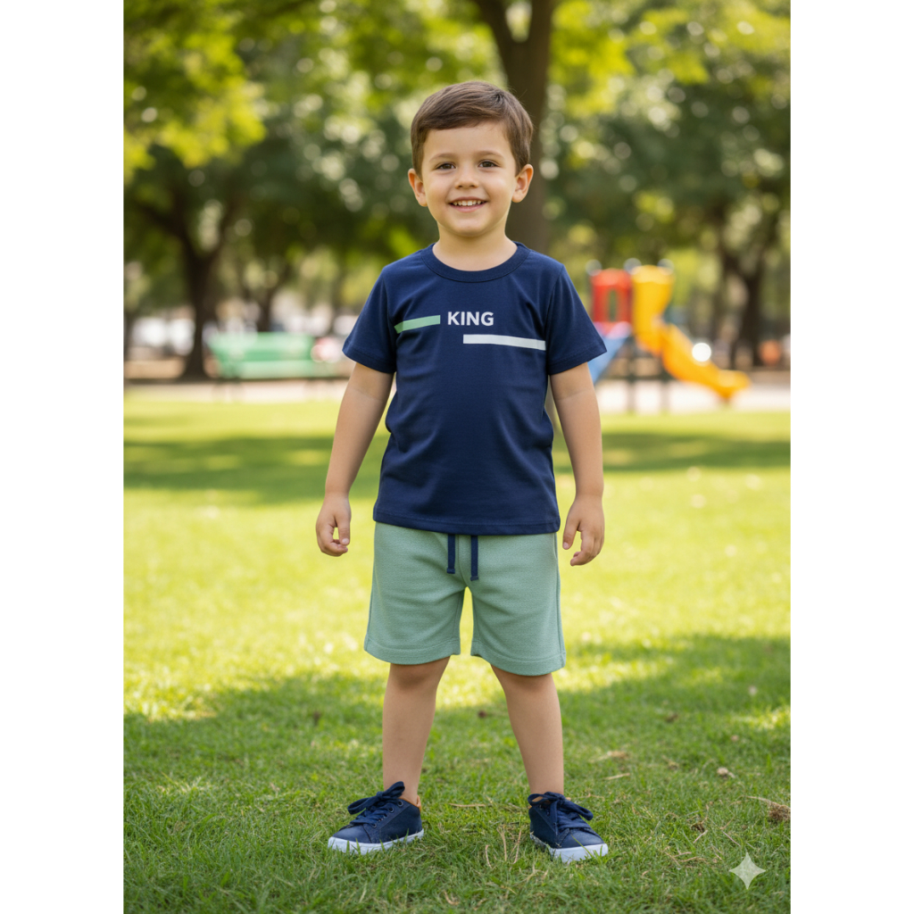 Conjunto Infantil Menino Camiseta Bermuda King em Oferta na Shopee