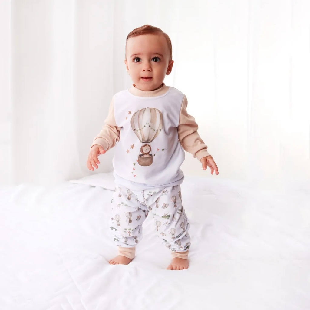 Pijama Infantil Menino Conjunto Comprido Estampado com Blusa e Calça Macia para Noite Tranquila