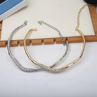 Choker Aro ondulado liso e ajustável - Prata e dourado. Colar de aço inoxidável em Oferta na Shopee