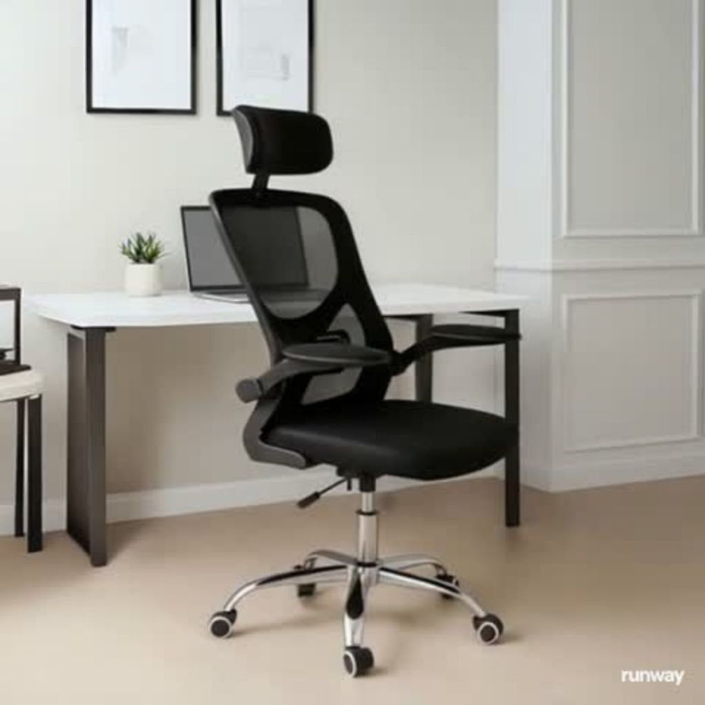 Cadeira Escritório Giratória Rodinhas Ajustavél Tela Mesh Cadeira Secretária Cor Preta