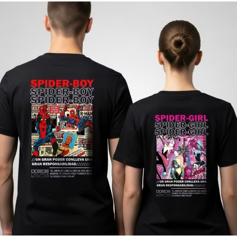 Camisetas Casal Aranha - Spider BOY/GIRL Street 100% Algodão Lançamento Indivual em Oferta na Shopee