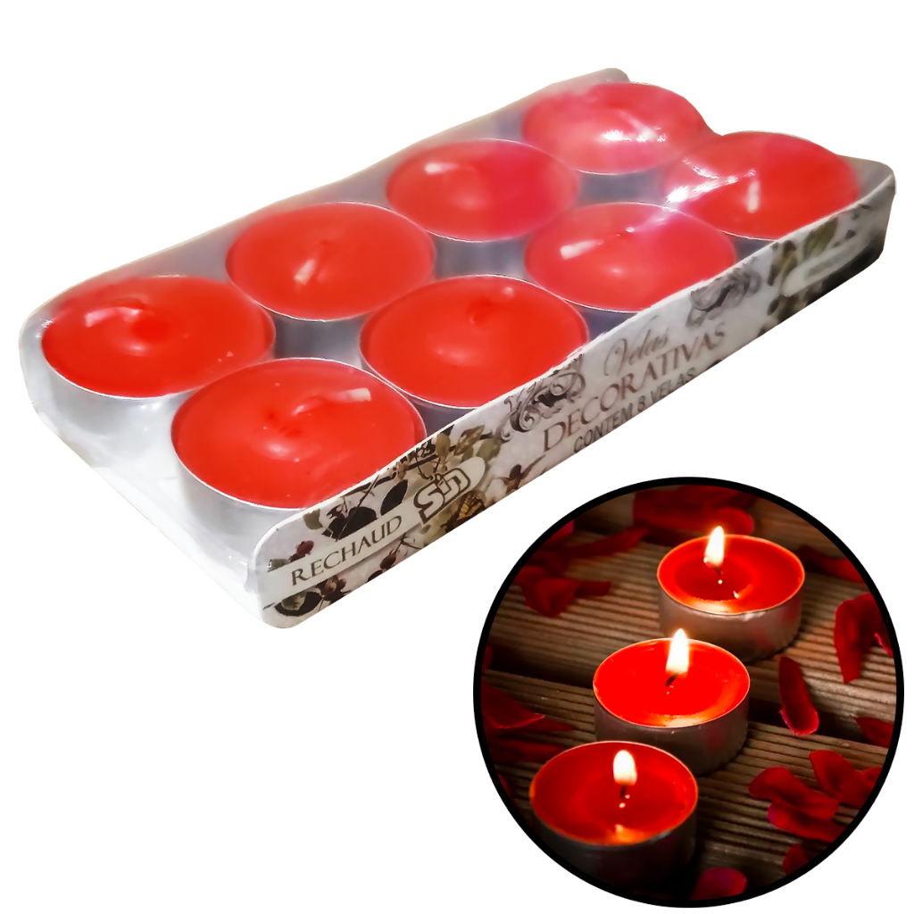 Vela Rechaud Vermelha Flutuante Kit 8 Peças Decoração Jantar Romântico Natalino Namorados em Oferta na Shopee