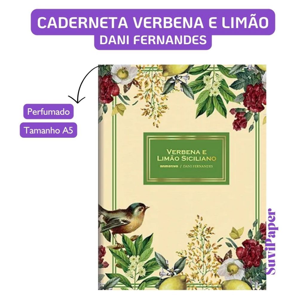 Caderno Perfumado Duplex Dani Fernandes – Verbena & Limão Siciliano, 32 folhas, Papelaria Premium em Oferta na Shopee