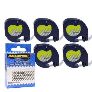 5 Fita 12267 12mm 4m Preto No Transparente Dymo LetraTag QX50 XR XM 2000 2000 Plus Para Rotuladora Masterprint em Oferta na Shopee