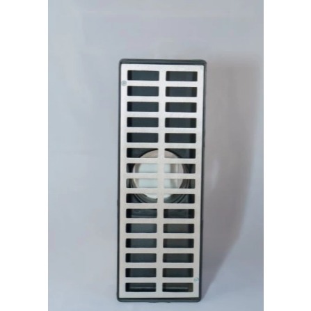 Ralo linear 15x40 com coletor parafuso antifurto em aluminio saida 100mm JRgrelhas