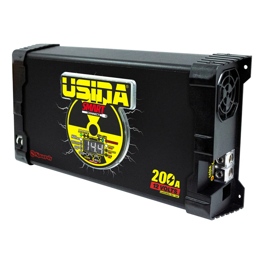 Fonte Automotiva Spark Usina Smart Connect 200a 220v (monovolt) 12v Com Voltimetro Cor Preto