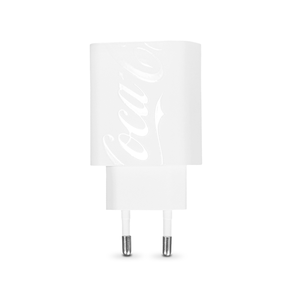 Carregador Turbo USB-C 20W Branco | PD Charger Coca-Cola em Oferta na Shopee