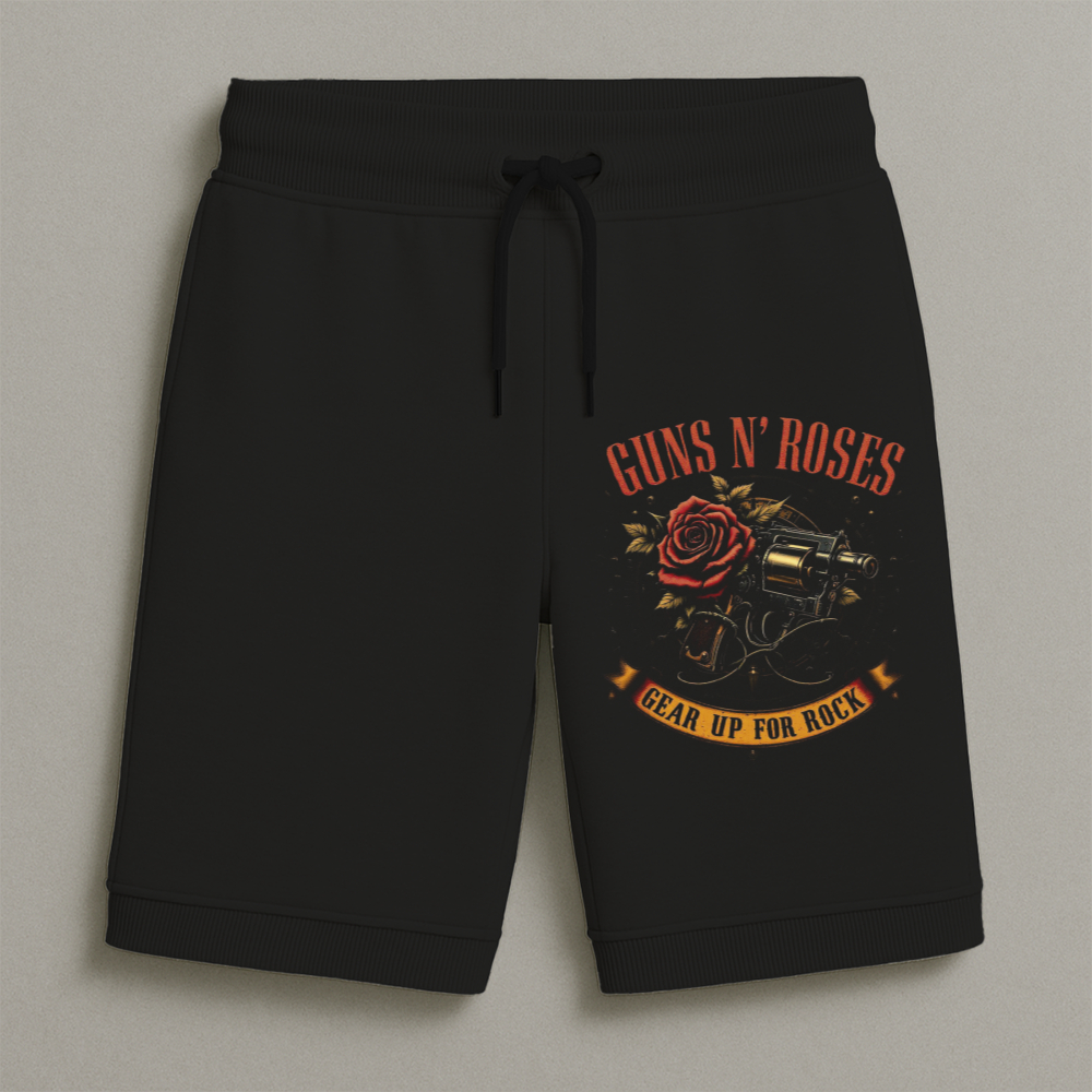 Bermuda Moletom Masculina Infantil Estampada Guns N' Roses Conforto Streetwear Do Tamanho 8 Ao 16