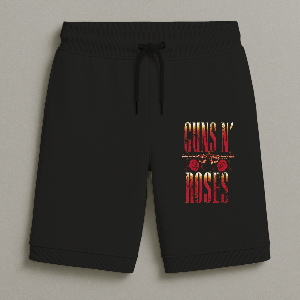 Bermuda Moletom Masculina Infantil Estampada Guns N' Rose Conforto Streetwear Do Tamanho 8 Ao 16