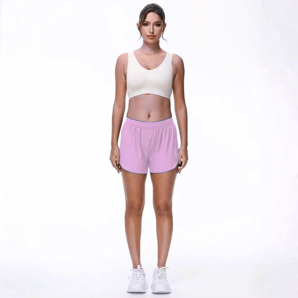 Shorts Feminino Fitness Tactel Com Forro Confortável Cintura Alta Para Academia Corrida E Treino Estilo Casual Leve