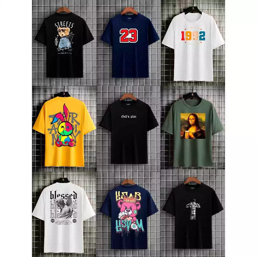 KIT CONJUNTO 4 Camiseta masculina  100% Algodão STREETWEAR CASUAL ESTAMPA VARIADAS TREINO ACADEMIA OFERTA VERÃO