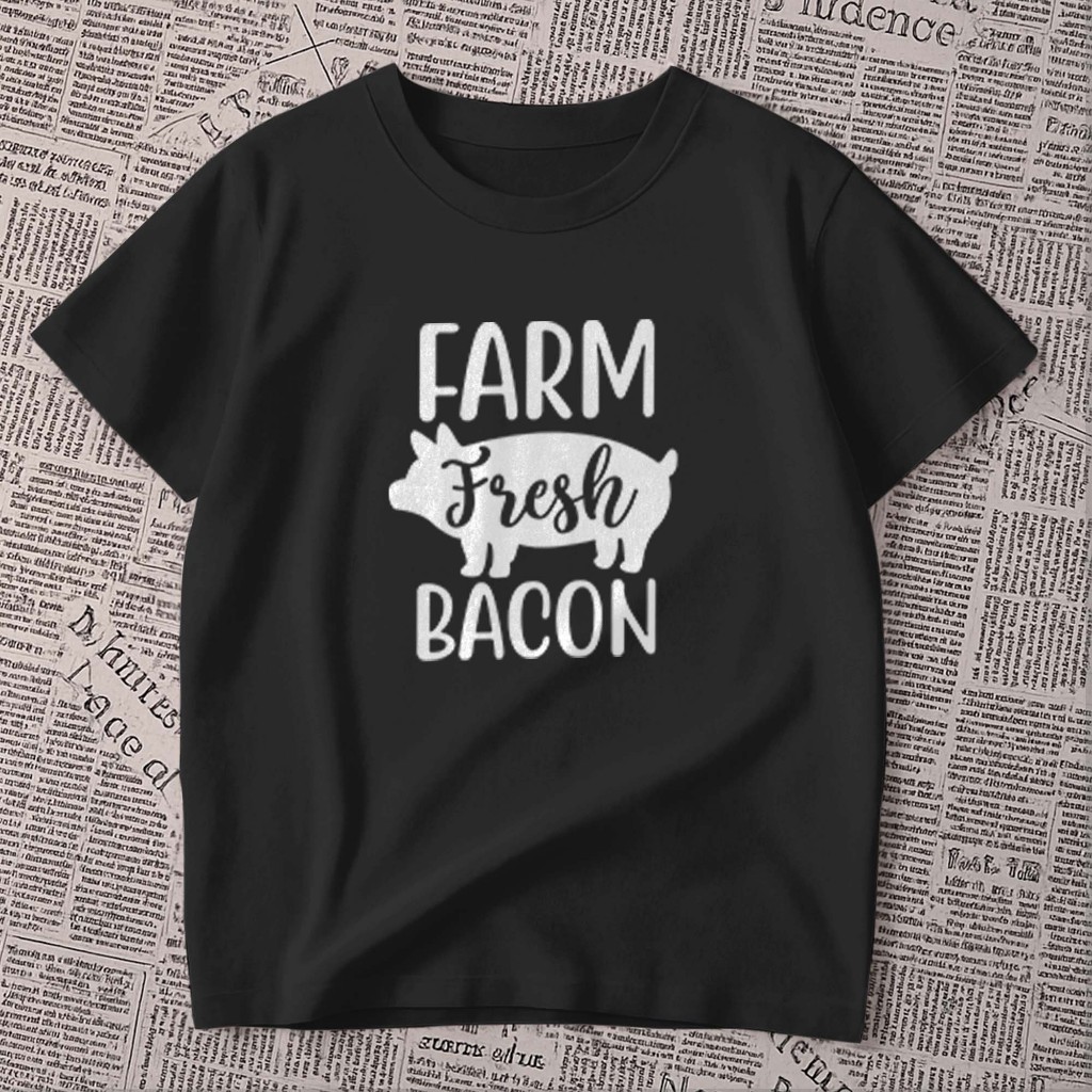 Camiseta estampada - Farm Fresh Bacon | Bacon Fresco da Fazenda | frase porco | blusa unissex premium 100% algodão