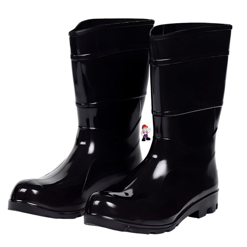 Bota PVC Galocha Unissex Preta 26cm Cano Médio Impermeável Industrial Sem Forro Ideal Lavagem  Chuva em Oferta na Shopee