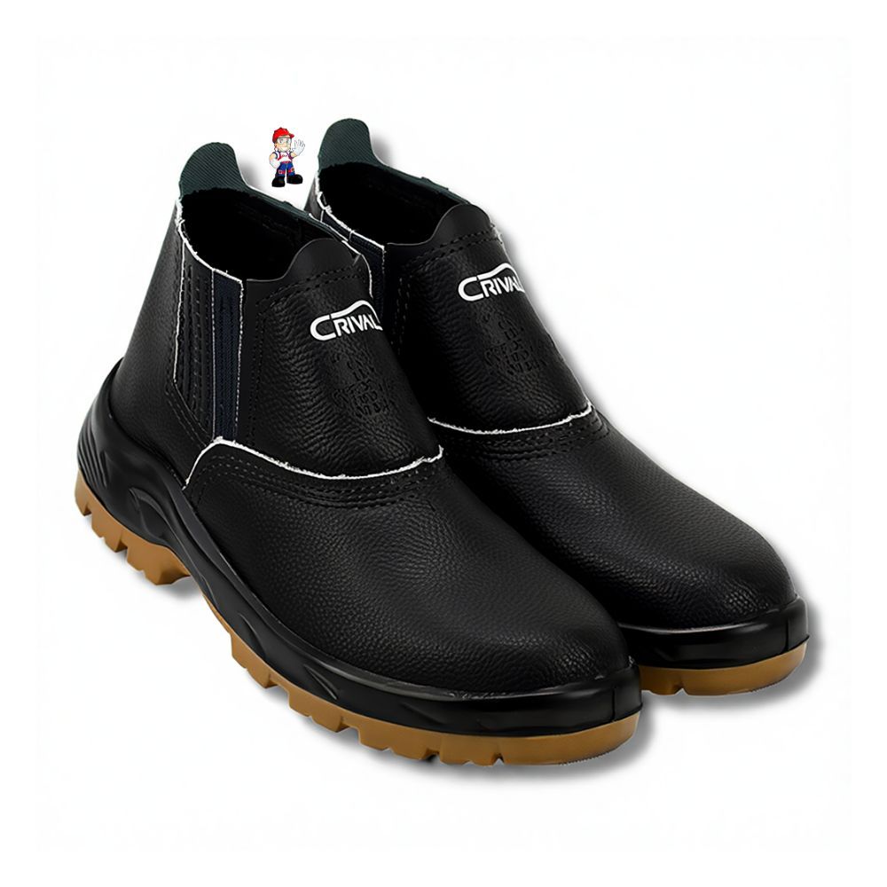 Botina Seguranca Crival CP080  com Bico PVC - Couro, Solado Bidensidade CA 40043 Conforto e Protecao em Oferta na Shopee