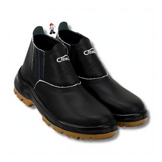 Botina Seguranca Crival CP080  com Bico PVC - Couro, Solado Bidensidade CA 40043 Conforto e Protecao em Oferta na Shopee