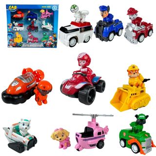 Brinquedo De Coleção Patrulha Canina Kit 9 Carros De Fricção E Bonecos