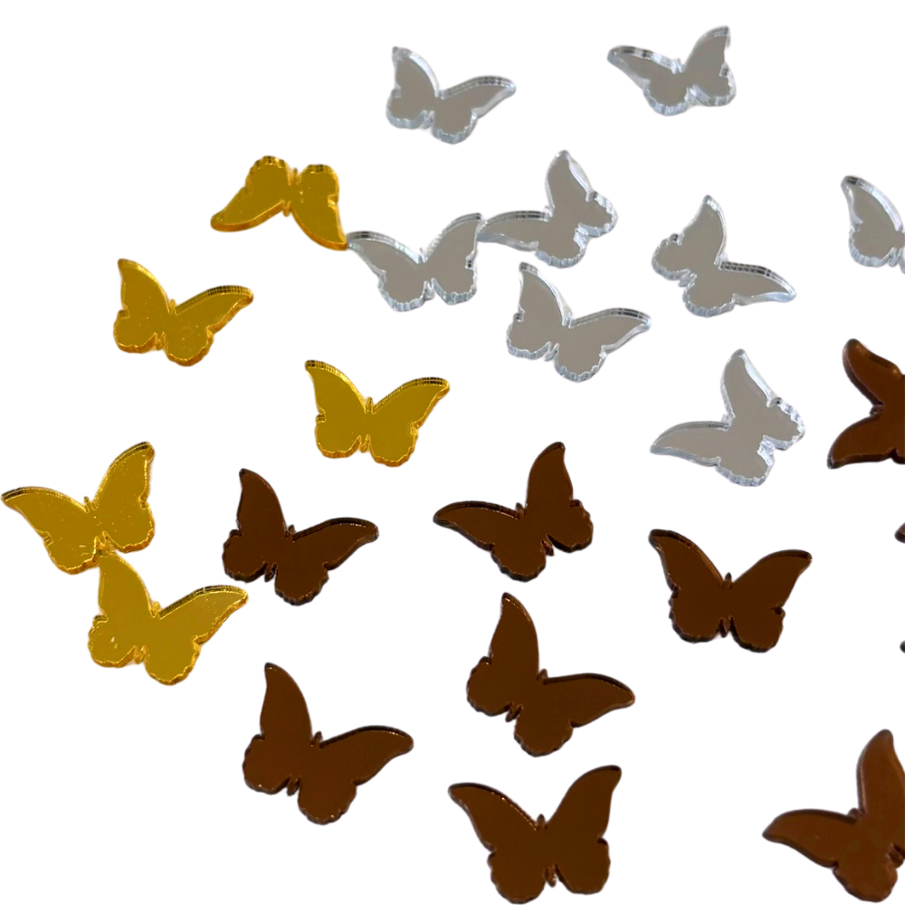 Kit 50 Apliques Borboleta Acrílico Espelhado Adesiva Artesanato ou Parede em Oferta na Shopee