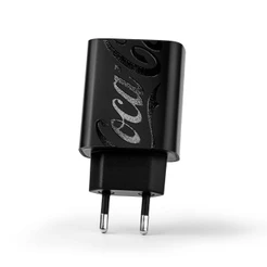 Carregador Turbo GaN USB-C 30W Tipo C Carregamento Rápido PD Bivolt Preto Coca-Cola