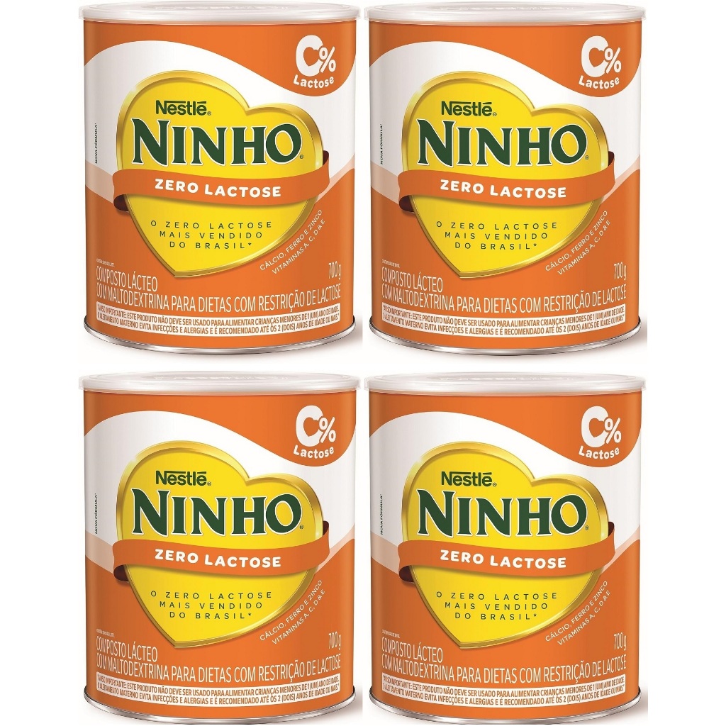 Kit 4 Latas Ninho Nestle Zero Lactose 700Gr EQ.1
