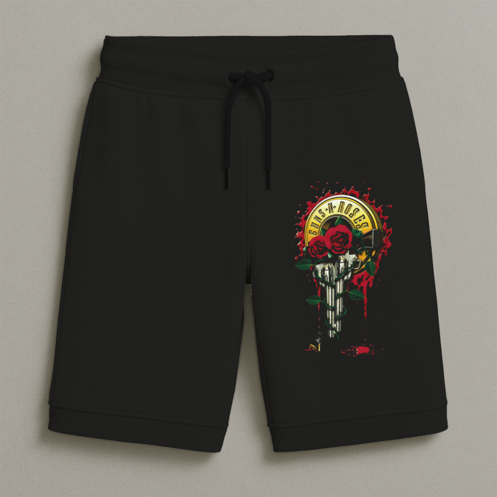 Bermuda Moletom Masculina Infantil Estampada Guns N Rose Conforto Streetwear Do Tamanho 8 Ao 16