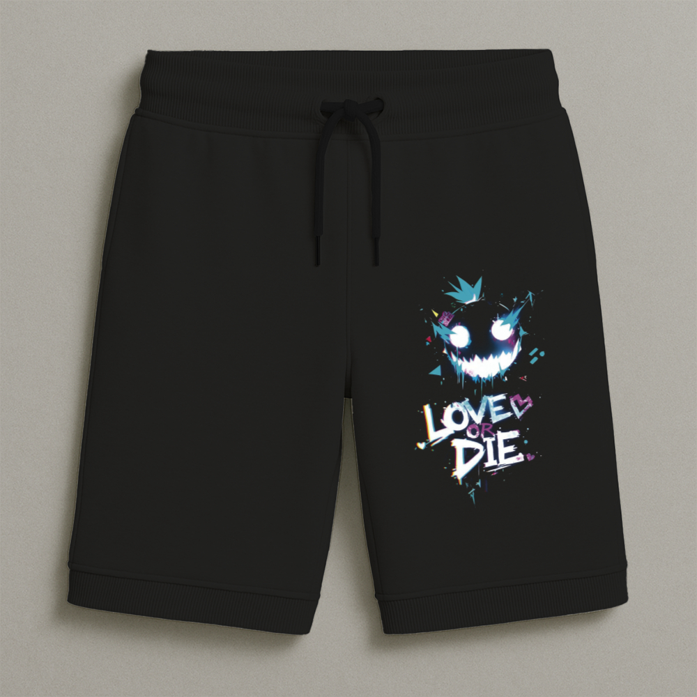 Bermuda Moletom Masculina Infantil Estampada Love Or Die Conforto Streetwear Do Tamanho 8 Ao 16