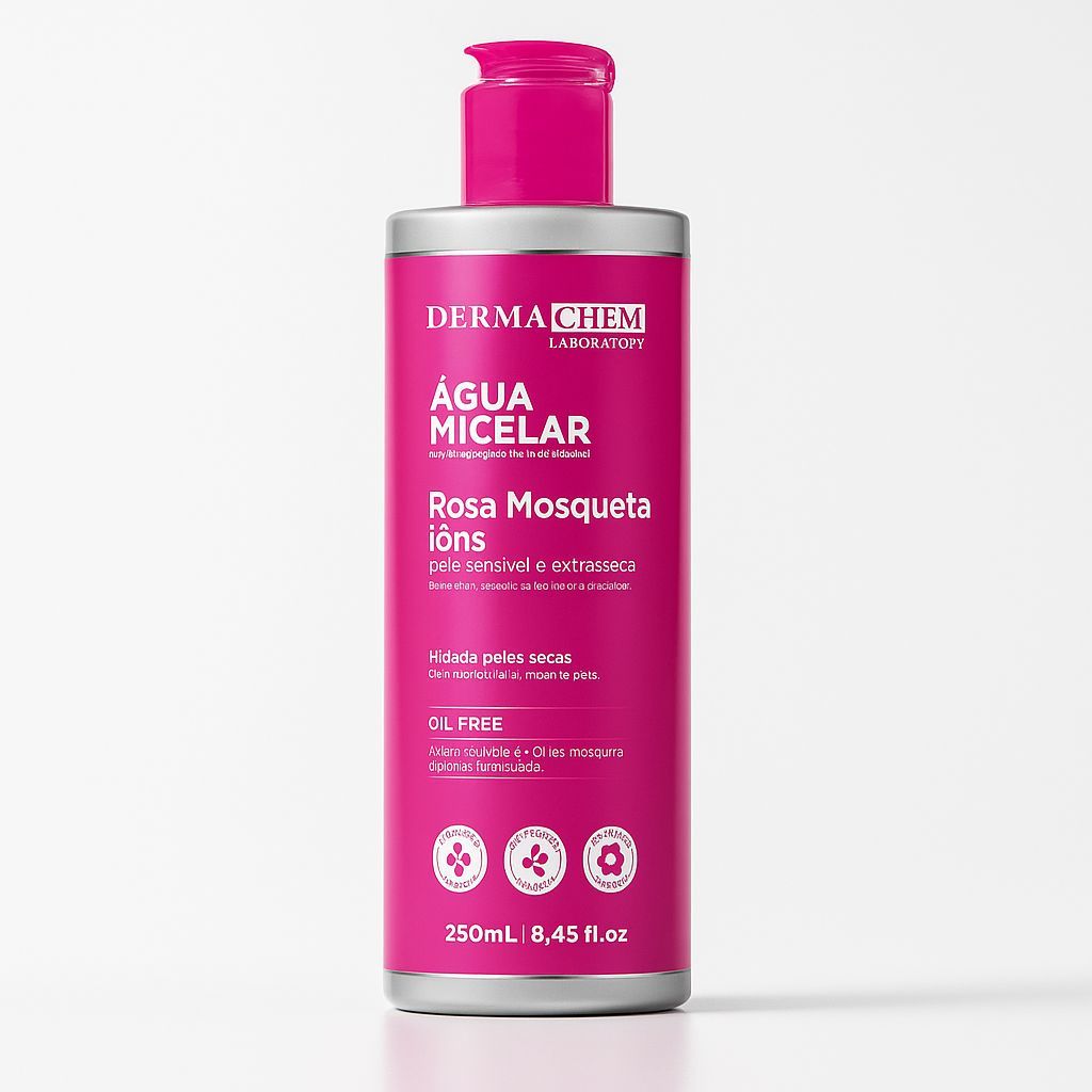 Agua Micelar Rosa Mosqueta Dermachem Limpeza Facial e Hidratante 200ml
