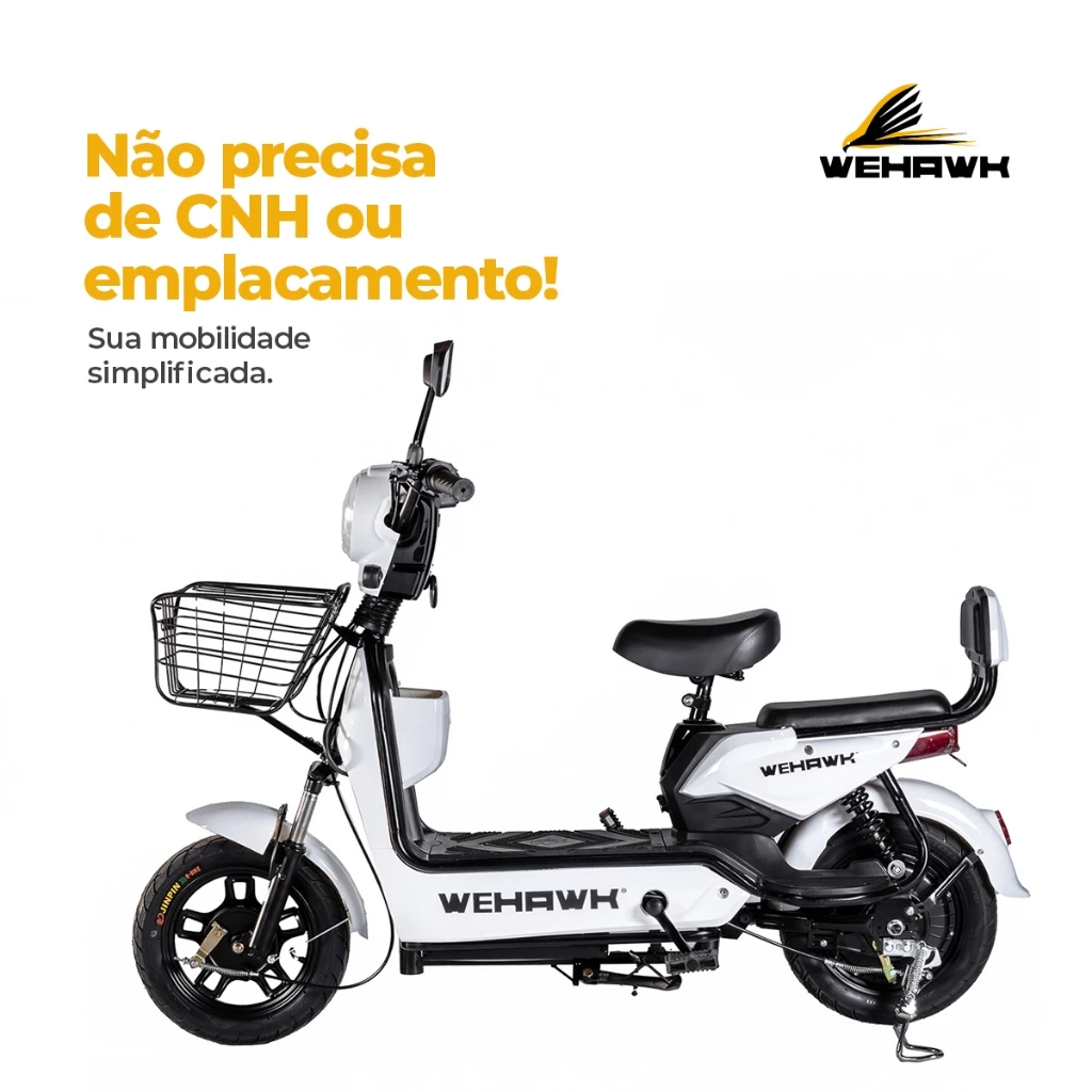 Bicicleta Scooter Elétrica 600W Bike WeHawk WX-03 Basket – Bateria 48V 12Ah Removível Autopropelido Pré montada — imagem 1