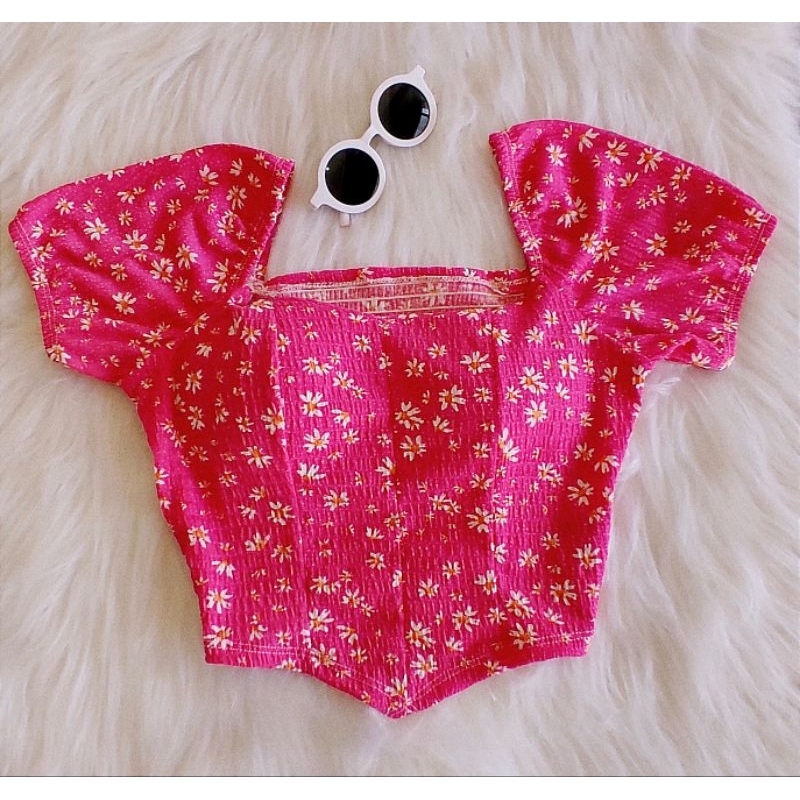 Cropped Feminino blusa Blusinha Biquinho Corset Floral florado com bojo  Romântica Moda Gringa Blogueira Tendência Verão em Oferta na Shopee