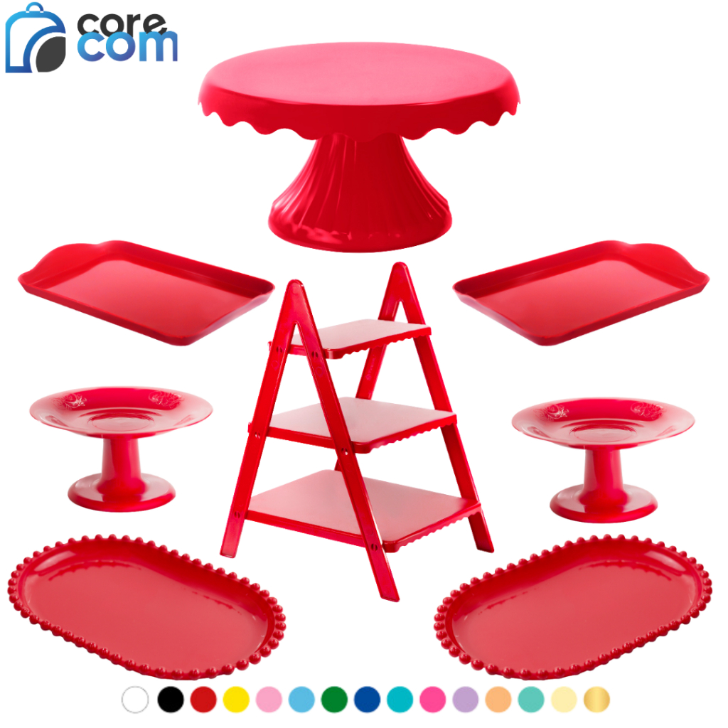 Kit 1 Boleira Cake Renda 19, 1 Escadinha, 2 Mini Cake, 2 Band Perolada, 2 Band 20x13 em Oferta na Shopee