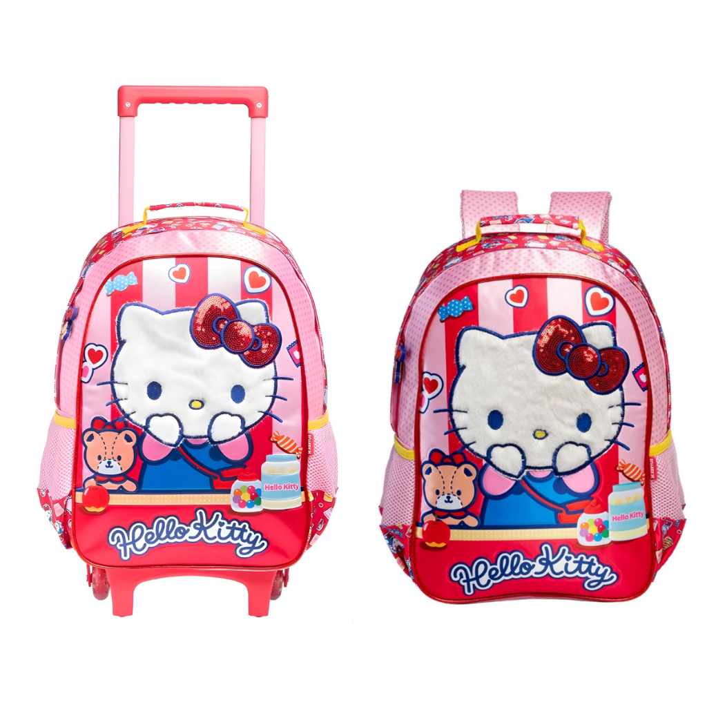 Mochila Escolar Infantil para Menina G Hello Kitty Plush - Xeryus Rosa